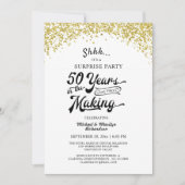 50周年サプライズパーティー ゴールドのコンフェッティ 招待状 (正面)