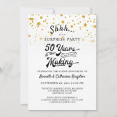 50周年サプライズパーティー ゴールドコンフェッティ 招待状 (正面)