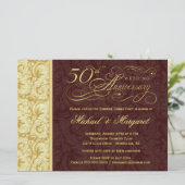 50周年サプライズパーティー - ゴールドダマスク 招待状 (スタンド正面)