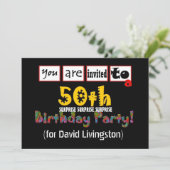 50周年サプライズ誕生日パーティー招待状テンプレート 招待状 (スタンド正面)