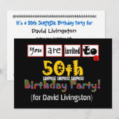 50周年サプライズ誕生日パーティー招待状テンプレート 招待状 (正面/裏面)