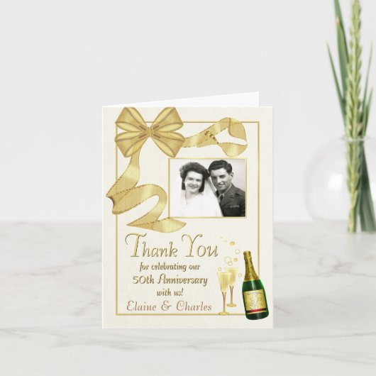 50周年サンキューカード-ヴィンテージBow サンキューカード (正面)