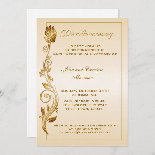 50周年スクロール花飾り 招待状 (正面/裏面)