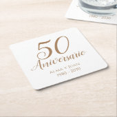 50周年スペイン語記念紙コースター スクエアペーパーコースター (アングル)