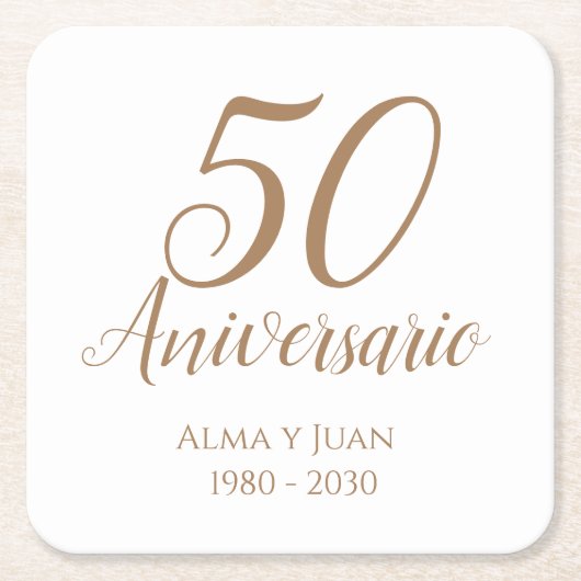 50周年スペイン語記念紙コースター スクエアペーパーコースター (正面)