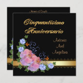 50周年ディナーの招待状 イタリアン 招待状 (正面/裏面)