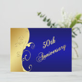 50周年ネイビーゴールドのスクロール 招待状 (スタンド正面)