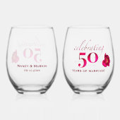 50周年パーソナライズされたバラ記念ユニーク酒 ステムなしワイングラス (裏面)