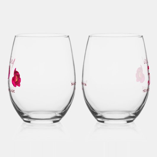 50周年パーソナライズされたバラ記念ユニーク酒 ステムなしワイングラス (左)