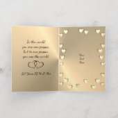 50周年パーソナライズされたフローラと金ゴールド 箔グリーティングカード (内側レイダウン)