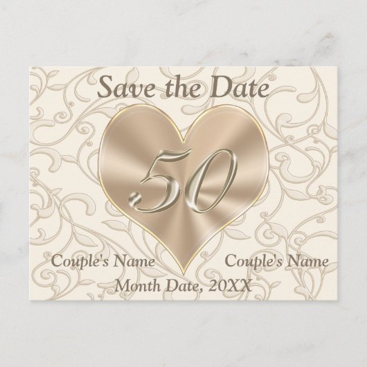 50周年パーソナライズされた日付カードの保存 案内ポストカード (正面)