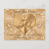 50周年パーソナライズされた日付カードの保存 案内ポストカード (正面)