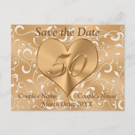 50周年パーソナライズされた日付カードの保存 案内ポストカード (正面)