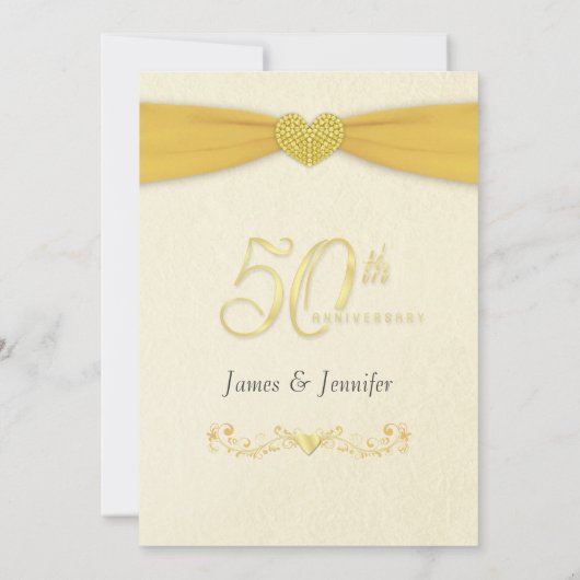 50周年パーティの招待状-ヴィンテージ金ゴールド 招待状 (裏面)