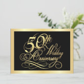 50周年パーティー招待状 - ゴールドとブラック 招待状 (スタンド正面)