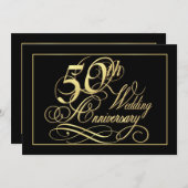 50周年パーティー招待状 - フォーマルゴールド 招待状 (正面/裏面)