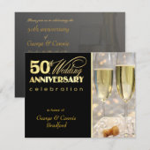 50周年パーティー招待状 - ブラックゴールド 招待状 (正面/裏面)