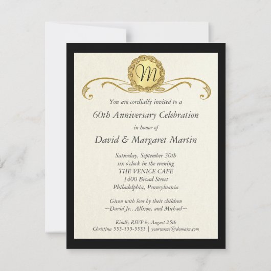 50周年パーティー招待状 ヴィンテージアクセント 招待状 (裏面)