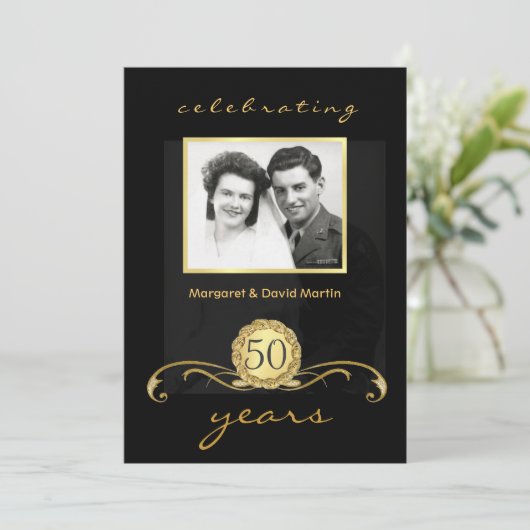 50周年パーティー招待状 ヴィンテージ スワール 招待状 (スタンド正面)