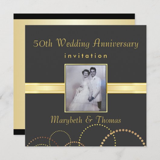 50周年パーティー招待状 - 写真は任意 招待状 (正面/裏面)