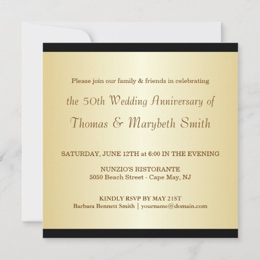 50周年パーティー招待状 - 写真は任意 招待状 (裏面)