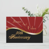 50周年パーティー招待状 結婚 ゴールド 赤 招待状 (スタンド正面)