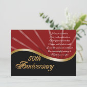 50周年パーティー招待状 結婚 ゴールド 赤 招待状 (スタンド正面)