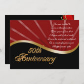 50周年パーティー招待状 結婚 ゴールド 赤 招待状 (正面/裏面)