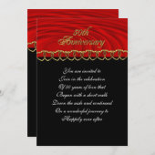 50周年パーティー招待状 赤、黒、金 招待状 (正面/裏面)