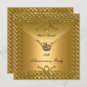 50周年パーティー エレガント ゴールド アートデコ 招待状 (正面/裏面)