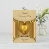 50周年パーティー エレガント ゴールド ゴールデンハート 招待状 (スタンド正面)