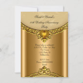 50周年パーティー エレガント ゴールド ゴールデンハート 招待状 (裏面)