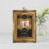 50周年パーティー ゴールドフレーム 写真 招待状 (スタンド正面)