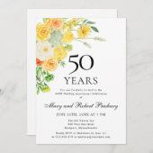 50周年パーティー 黄白の花飾り 招待状 (正面/裏面)