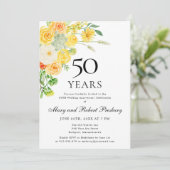 50周年パーティー 黄色と白の花 招待状 (スタンド正面)