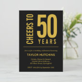 50周年ブラック＆ゴールド誕生日おめでとう 招待状 (スタンド正面)