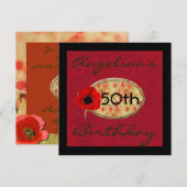 50周年ポピー花の誕生日招待状 招待状 (正面/裏面)