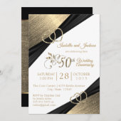 50周年ライトゴールドハートアニバーサリーデザイン 招待状 (正面/裏面)