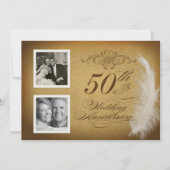 50周年ヴィンテージ フェザー2 フォト招待状 招待状 (正面)