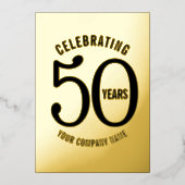 50周年企業のパーティー金ゴールドブラック 箔招待状 (正面)