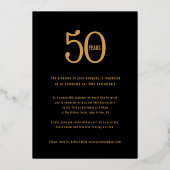 50周年企業のパーティー金ゴールドブラック 箔招待状 (裏面)