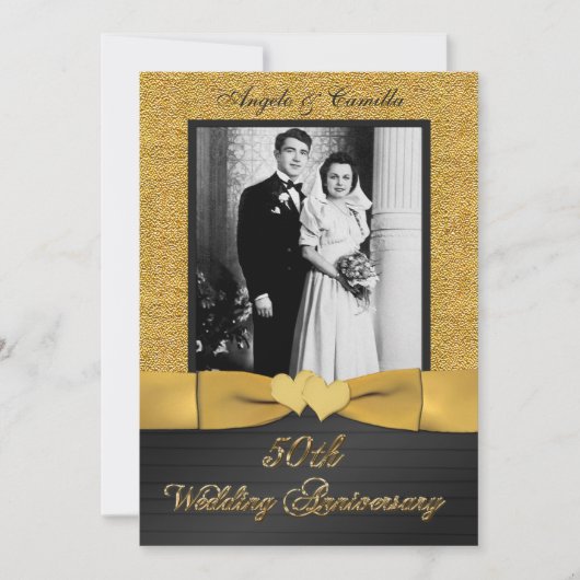 50周年入社ハート写真招待状3 招待状 (正面)