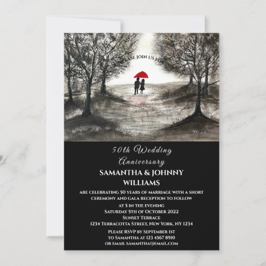 50周年冬結婚カップルの森 招待状 (正面)