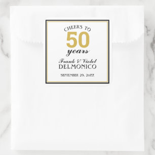 50周年応援結婚への金ゴールド スクエアシール