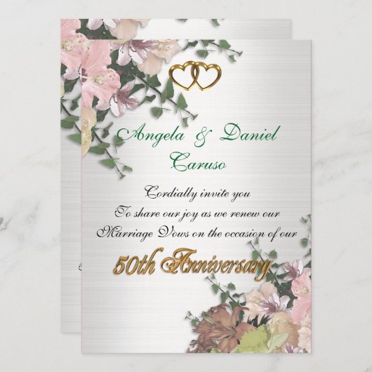 50周年招待状水彩花 招待状 (正面/裏面)