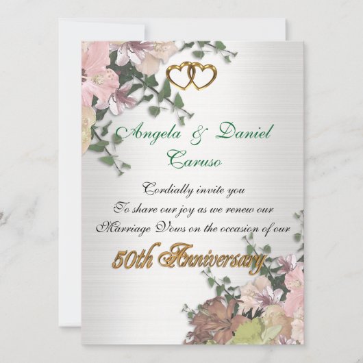 50周年招待状水彩花 招待状 (正面)