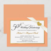50周年招待状 - コーラル＆ゴールド 招待状 (正面/裏面)