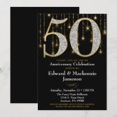 50周年招待状 ブラック ゴールド ダイヤモンド 招待状 (正面/裏面)