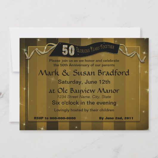 50周年招待状 - 輝かしい年数 招待状 (裏面)