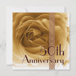 50周年招待状-金ゴールドバラ 招待状